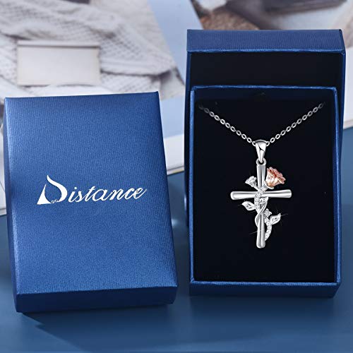Distance Cross Necklace for Women 925 Sterling Silver Jewelry Pendant Necklace for Mom Wife Gift for Mother's Day or Birthday - style: Cross Necklace