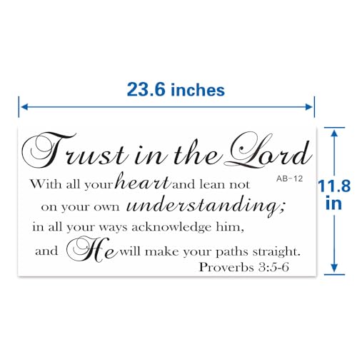 Bible Verse Prayer Wall Stickers, Trust in the Lord with All Your Heart .Proverbs 3:5-6 Christian Scripture Quotes Wall Decals, Vinyl Removable Religious Wall Decor for for Livingroom Home Church