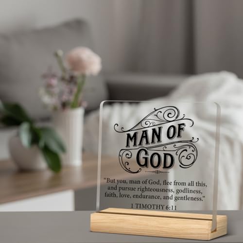 Christian Gifts for Men, Man of God Scriptures Acrylic Desk Sign - color: M60A07