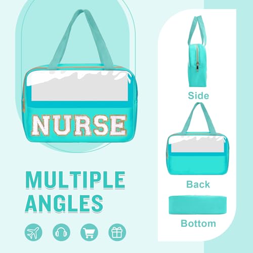 Nurses Week Gifts Chenille Letter NURSE Makeup Bag for Women,Preppy Nurse Cosmetic Pouch Zipper with Handle Nurse Essentials Bag for Work Supplies,Medical Assistant Bag Nursing Students(NURSE-Green) - color: NURSE-Green