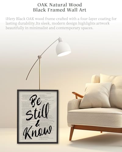 iHery 16x20in Psalm 46:10 Be Still and Know Framed Christian Wall Art - color: Black Framed Be Still, size: 20"L x 16"W