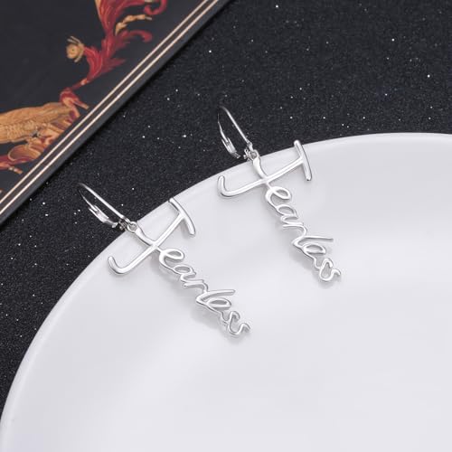 925 Sterling Silver Infinity Love of God Simple Dainty Faith Cross Dangle Earrings Religious Gift for Women - color: Fearless