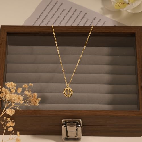 Cross Necklace for Women, Dainty Gold Necklace Tiny Cross Charm Necklace - color: Gold-Cross 7