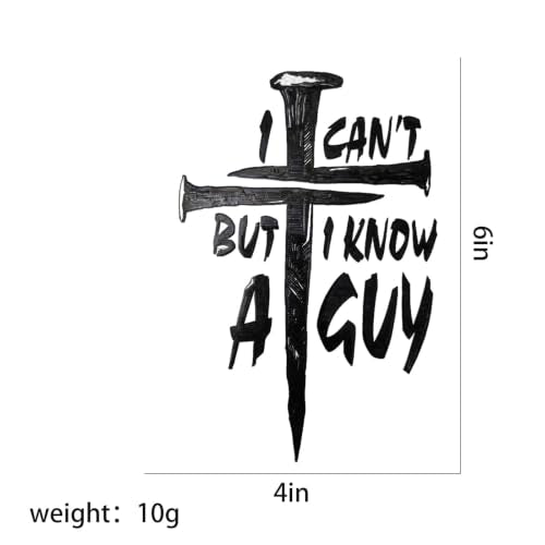 I Can't But I Know A Guy Christian Car Decal,Jesus Faith Cross Vinyl Sticker,Religious Bible Verse Sticker for Car Truck Window,Durable,Weatherproof Outdoor Vinyl (2, Black) - color: Black