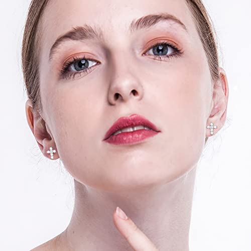 Moissanite Studs Earrings, Moissanite Earrings Cross Sterling Silver Stud Earrings for Women Men - size: 0.72ct a pair