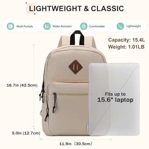 VX VONXURY Kids Backpack for School Travel,16.7 Inch Lightweight Bookbag - color: Beige