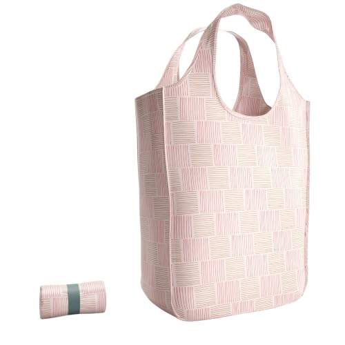 Pure Sage Reusable Grocery Bag - Stylish Shopping Bags for Groceries - Foldable Tote Bag - color: Rose Lattice