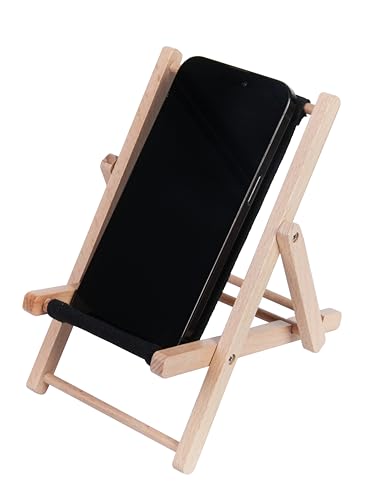 Foldable Wooden Cell Phone Stand, Phone Holder for Desk - color: Black
