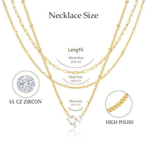 3PCS Gold Silver Layered Necklaces for Women Trendy - color: Gold&Water