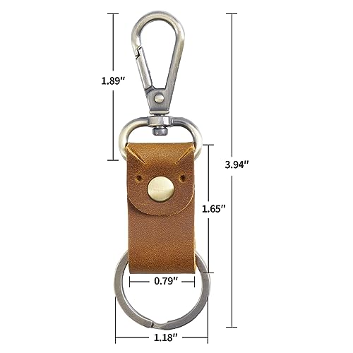 Jack&Chris Genuine Leather Keychain, Small Keychain for Man and Women, Key Holder Mens Belt Key Chain Ring, Red Brown - color: 2pack-brown