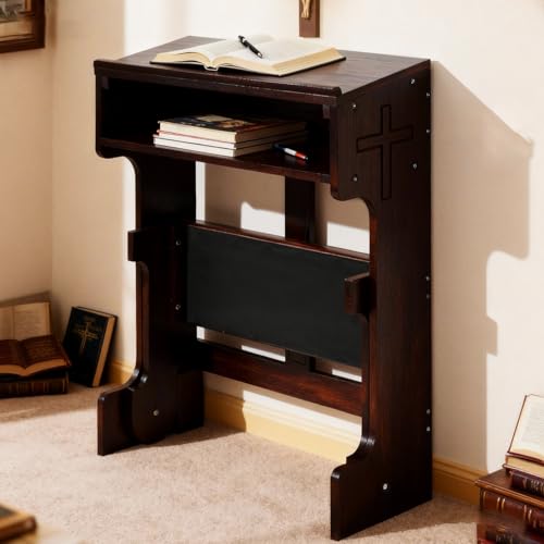 lukar Folding Prayer Kneeler, Wood Kneelers for Praying with Storage Drawer