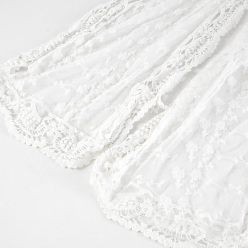 GERINLY Fashion Scarves for Women Lightweight Lace Printed Scarf Shawl Wrap - color: Snowwhite