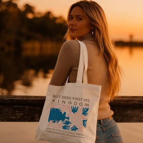 Christian Canvas Tote Bag,Christian Bags For Women. - color: White Christian Totebag-9