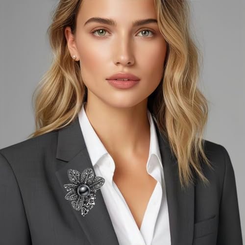 Brooch Pins For Women Fashion Elegant Brooches Lapel Badges Coat Sweater Scarves Shawl Dress Accessory Wedding Party Prom Jewelry - color: Black-Style7