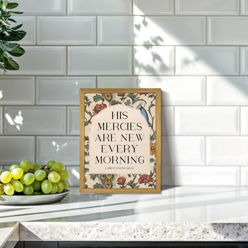 Christian Scripture Canvas Wall Art, Jesus Religious Wall Decor, Bible Verse Scripture Painting With Wood Framed, His Mercies Are New Every Morning Lamentations 3:22–23 Church Home Decor 8x10 Inch - color: Jesus-C, size: 10"L x 8"W