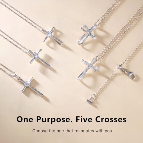 KRKC&CO Moissanite Cross Necklace for Women: D Color VVS1 0,09-0,3ct - color: Silver C