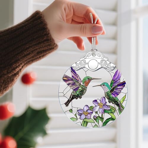 Hummingbird Stained Glass Ornament - Christmas Ornaments | Christmas Decorations for Tree | Holiday Ornament – Gifts for Hummingbird Lovers | Holiday Party Gifts | Gift Ideas & Xmas Gift - color: Style 1-hummingbird