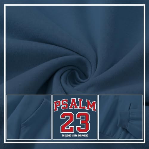 Christian Hoodies for Women Psalm 23 Sweatshirt Jesus Faith Hoodies Religious Bible Verse Graphic Hoodie Pullover - color: Deep Blue, size: Small