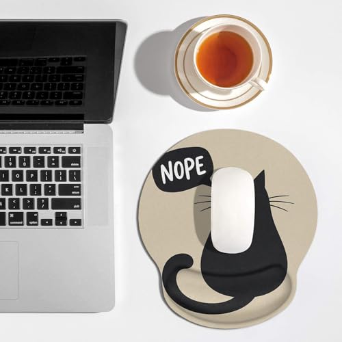 Britimes Ergonomic Mouse Pad with Wrist Support, Cat Lonely - color: Lonely Cat Back View
