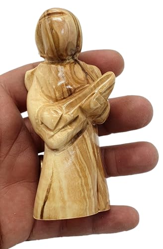 Zuluf Olive Wood Angel Playing Harp (4.3") – Hand Carved Musical Angel Figurine from Bethlehem – Christian Christmas Decor – Church Choir & Music Lover Gift – Holy Land Statue - color: 4.3" Angel Playing Violin