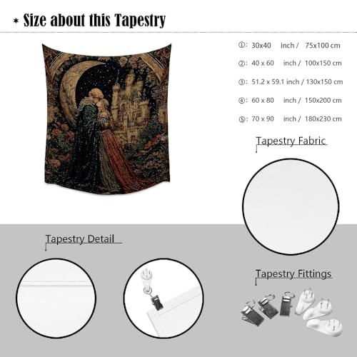 xyeey Retro Gothic Medieval Castle Art Tapestry Vintage Aesthetic Renaissance Lovers Tapestries Fantasy Enchanted Forest Wall Hanging for Living Room Bedroom Dorm Wall Decor white30x40inch - color: Retro Gothic Medieval Castle Art Tapestry Vintage Aesthet