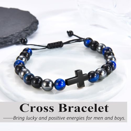 Teen Boy Gifts Cross Bracelet First Communion Baptism Confirmation Gifts for Boys Christian Jejus Jewelry for Teenage Easter Stuffers - style: Confirmation Gift