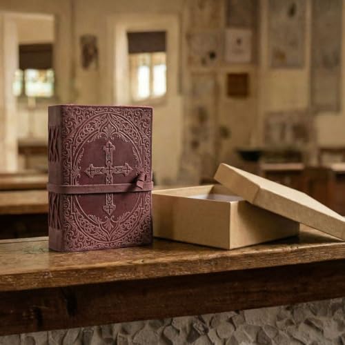 LEATHER VILLAGE Scripture Journal Cross Embossed, Fuchsia 10x7. - color: Fuchsia, size: 10 inches X 7 inches