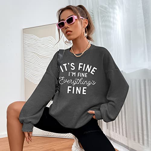Oversized Sweatshirt for Women Funny Saying Sweatshirts Casual Graphic Pullover Fall Fashion Long Sleeve Shirt - color: Dark Gray, size: Medium