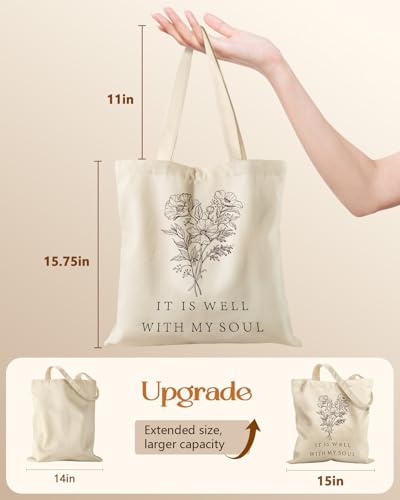 Miss Adola Canvas Tote Bag with Zipper for Women - color: Bible Flower