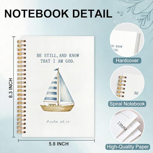 Christian Nautical Sailboat Spiral Notebook 5.5x8.3 - color: White Christian Nautical Sailboat