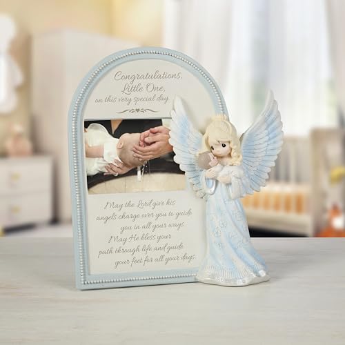 Precious Moments Baptism Picture Frame | May God Send His Angels To Watch You And Guide You Resin/Glass Photo Frame | Baptism Gift | Baby Gift | 3" x 4" Photo