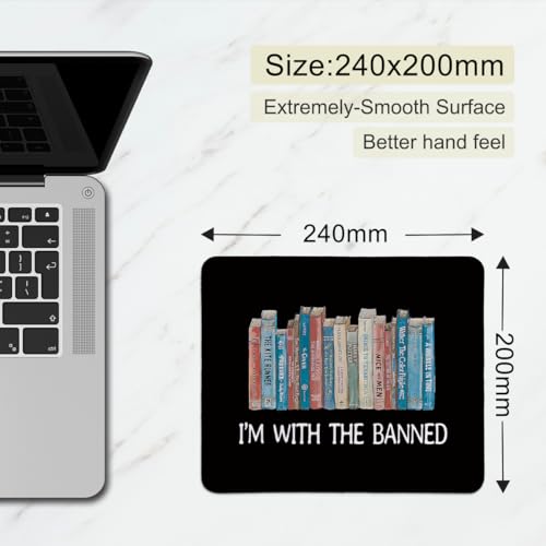 Book Black Mouse Pad, Cute Small Mouse Pads for Desk, Book Lovers Gifts, Mouse Mat Square Non-Slip Rubber Base Gaming Mousepad for Desk Keyboard Laptop Computer Office, 9.5x7.9 Inch - color: Book Banned