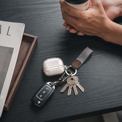VULKIT Genuine Leather Keychain for Men & Women Everyday Carry Accessories - color: Grey/Espresso