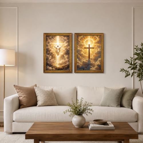 2pcs Framed Christian Canvas Wall Art 16x24 Inch Decor For Living Room - color: Religion - 1, size: 16x24in