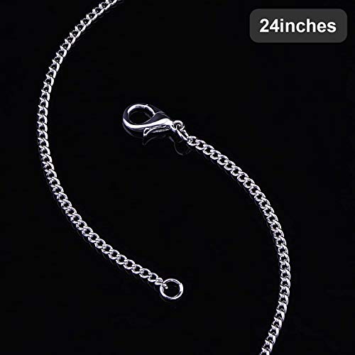Outus 12 Pack Iron DIY Chain Necklaces Gift Silver Plated Necklace Chain with Lobster Clasp Link for Jewelry Making Supplies(24Inch) - size: 24 Inch