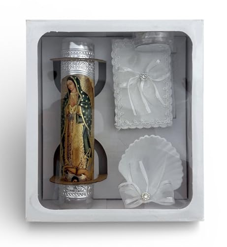 Our Lady of Guadalupe Virgin Mary Boys Girls Complete Baptism Christening Candle Gift Set Spanish Missal Religious Gift Bautizo Espanol