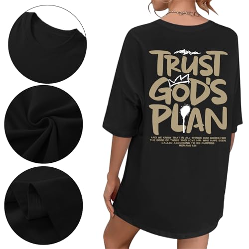 Christian Shirts for Women God Faith Shirt Jesus Oversized Religious Tees Bible Verse Tee Graphic Inspirational Tops - color: Black, size: Medium