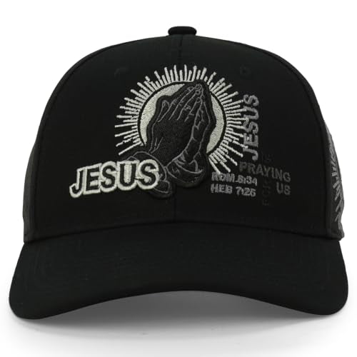 Trendy Apparel Shop Only Jesus Praying Hand Embroidered Christian Ball Cap - color: Black Black 10