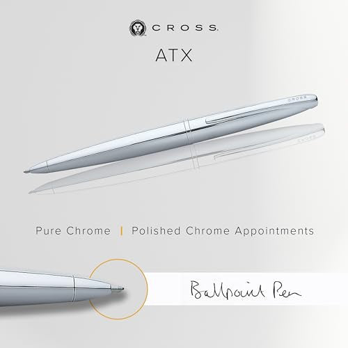 Cross ATX Pure Chrome Ballpoint Pen, Medium Point, Black Ink - color: Pure Chrome