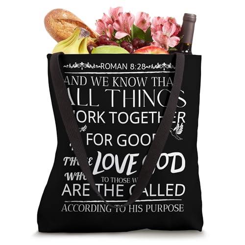 Roman 8:28 Quote Faith All Things Work Together For Good Tote Bag