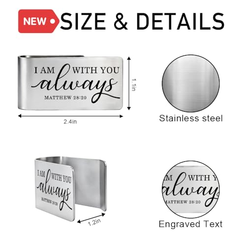 I Am with You Always Visor Clip for Cars, Matthew 28:20 Inspirational Gifts for Son Daughter, Christian Gifts for Women Men, Religious Car Charm for New Driver, Car Visor Accessories (Large) - color: Silver c