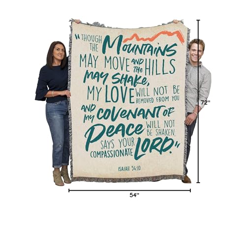 Pure Country Weavers Covenant of Peace Blanket - Scriptures - Isaiah 54:10 - Religious Gift Tapestry Throw Woven from Cotton - Made in the USA (72x54) - color: Isaiah 54:10, size: 72" x 54"