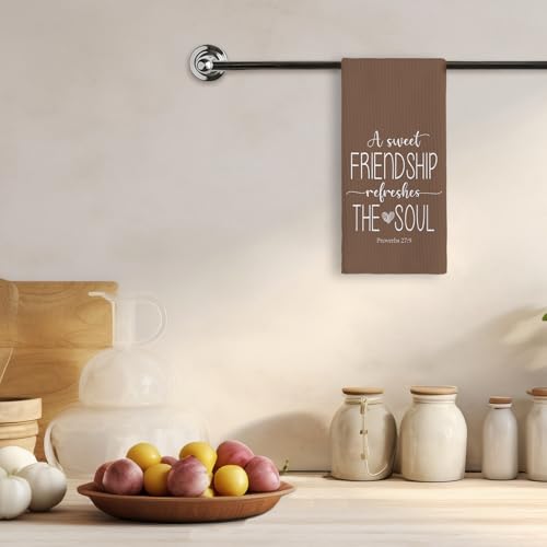 TNUW Christian Gifts Kitchen Towels 16x24In, Religious Friendship Gifts for Women, Hand Tea Towels for Kitchen Bathroom Decor (Warm Brown) - color: Warm Brown