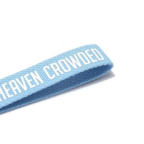 ASVP Shop Make Heaven Crowded Christian Keychain Wristlet - Fabric Religious Keychain Gift - color: Baby Blue