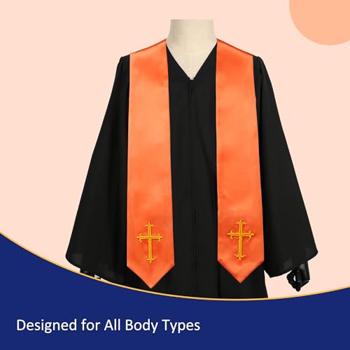 10 PC Clergy Stole & Choir Stole Bulk 60/72" - color: Orange, size: 72 inch