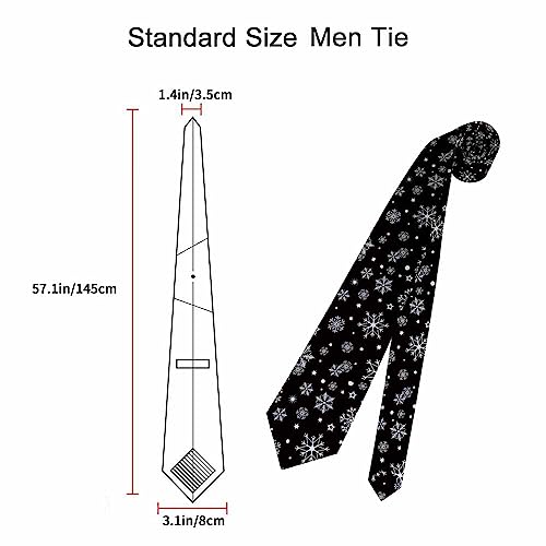 Funny Men's Tie Halloween Men's Neckties for Mens Wedding Party Work Casual Holiday - color: White Snowflakes