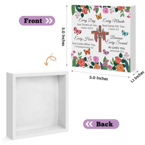 Christian Gifts for Women, Christmas Birthday Gifts for Women Friends Sister Mom Daughter Coworker, Inspirational Religious Spiritual Gift for Her, Wood Box Sign Home Office Desk Decor Sign - color: White
