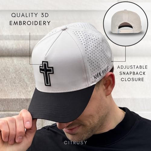 CITRUSY Athletic Trucker Golf Hat | Performance Mens 5 Panel Cap | Cool Breathable Waterproof Workout Running Snapback - color: Cross | Black