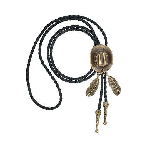 Western Cowboy Bolo tie for Men Women Gold Silver Death Skull Moth Cross Bolo Tie Christmas Deer Rooster Wolf Necktie Gift - color: 12# Cowboy Hat1