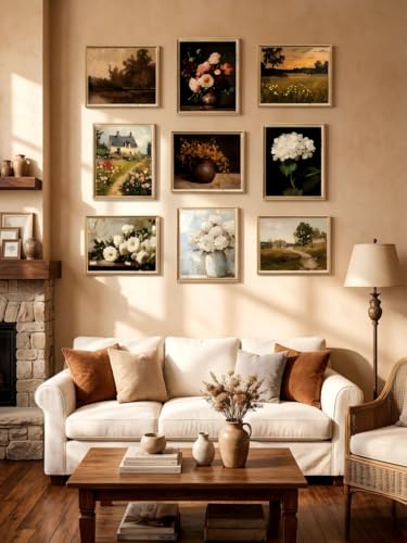 9Pcs Vintage Wall Art French Country Wall Decor Farmhouse Wall Decor - color: black